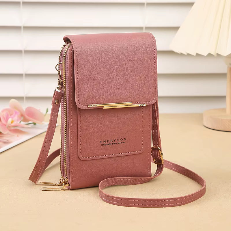 Crazy Bag Fashion Touch Screen Lock Cell Phone Bag Women'S Mobile Phone Card Holder Crossbody Shoulder Bag